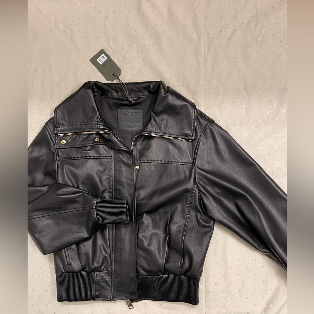 ALLSAINTS Etta Regular Fit Leather Jacket UK 6 US 2 NWT - Picture 10 of 15